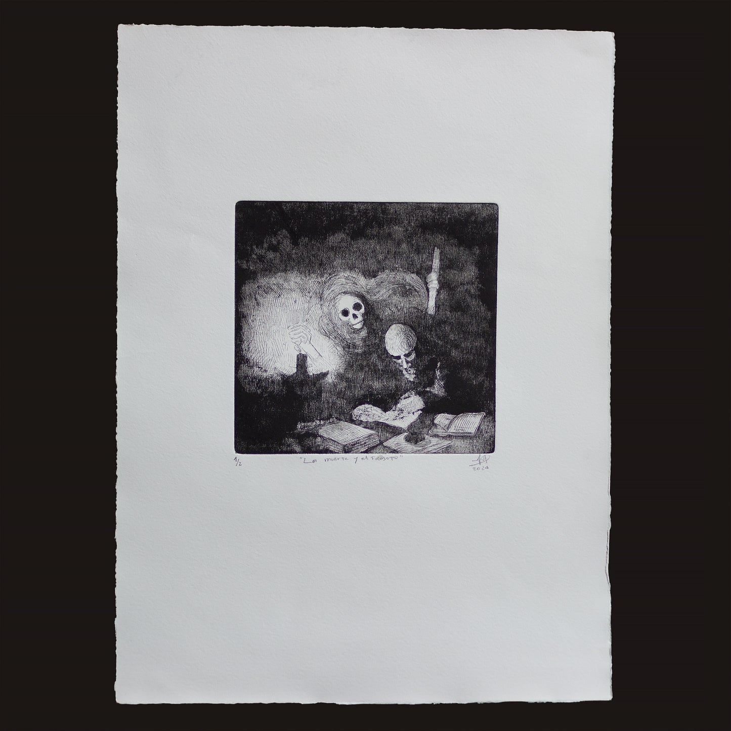 "Death and the Philosopher" - Aguafuerte y Aguatinta 40,5x58